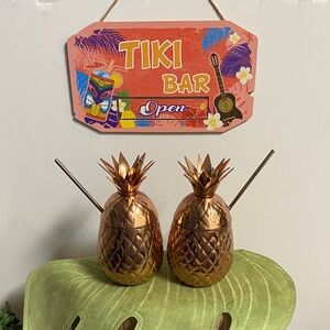 Godinger Copper Pineapple Tiki Mugs